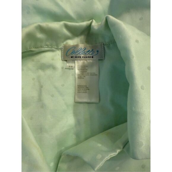 Miss Elaine Women’s Pajama Set Size M Light Green Faint Polka Dots 2-Pieces - Picture 10 of 10